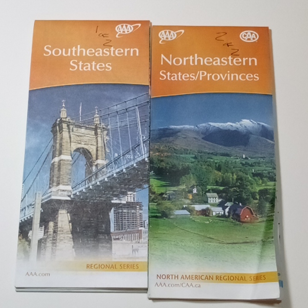 2/$15 AAA/CAA Maps SE & NE States/Provinces (Preplanned) EUC